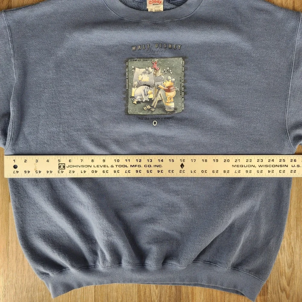 Vintage Walt Disney Studios Winnie the Pooh Sweatshirt Blue XXL Made in USA